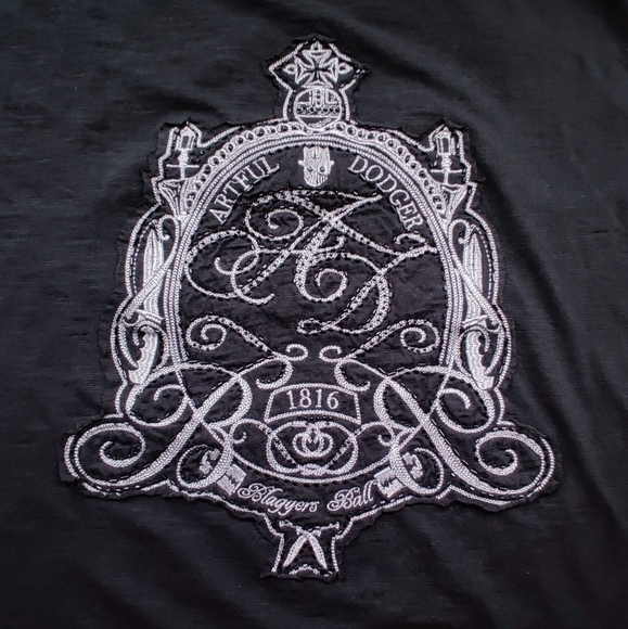 ARTFUL DODGER T-shirt XXL Embroidered Black Crew Neck Men's - Picture 3 of 10